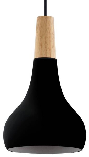 Závěsné svítidlo SABINAR černý kov/světle dřevo, průměr 18 cm