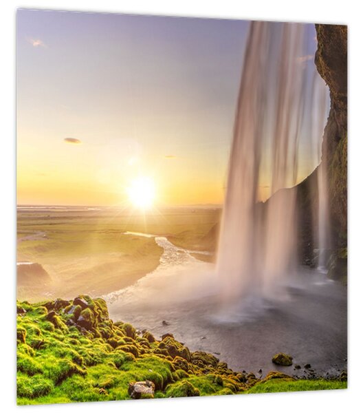 Obraz - Seljalandsfoss zpoza nitra jeskyně (30x30 cm)