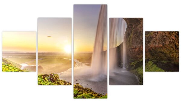 Obraz - Seljalandsfoss zpoza nitra jeskyně (125x70 cm)