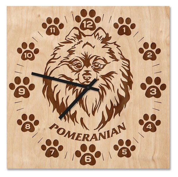 Dřevěné nástěnné hodiny - Pomeranian