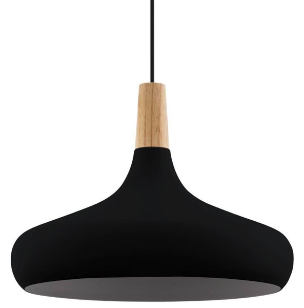 Závěsné svítidlo SABINAR černý kov/světle dřevo, průměr 40 cm