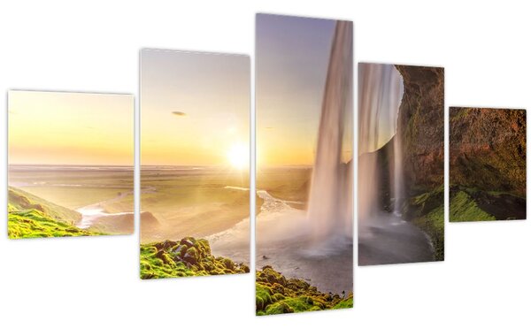 Obraz - Seljalandsfoss zpoza nitra jeskyně (125x70 cm)
