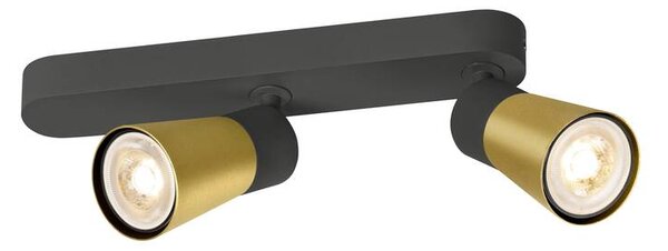 SLV 1008313 Puri 2.0 Cone, černozlaté nástěnné/stropní svítidlo 2xGU10 s asymetrickou základnou, délka 25,8cm