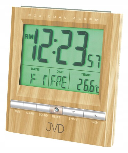 BUDÍK S TEPLOMĚREM JVD RB92.4 DVA ALARMY DCF77