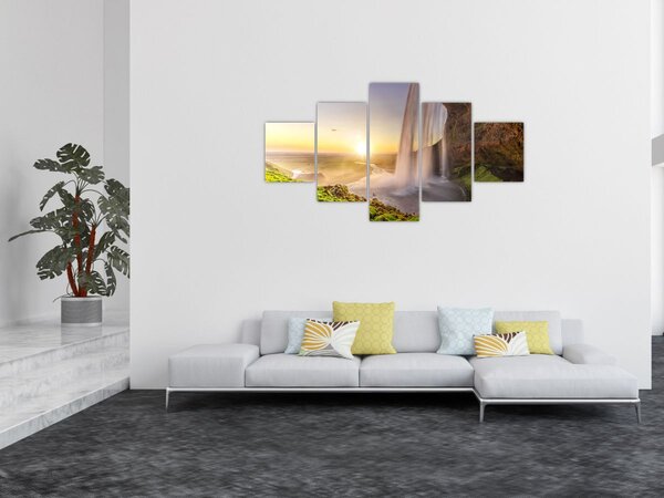 Obraz - Seljalandsfoss zpoza nitra jeskyně (125x70 cm)