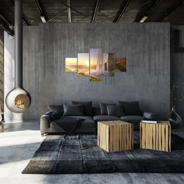 Obraz - Seljalandsfoss zpoza nitra jeskyně (125x70 cm)