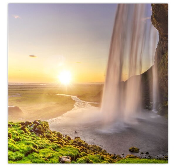Obraz - Seljalandsfoss zpoza nitra jeskyně (30x30 cm)
