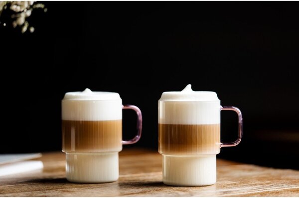 Růžové skleněné hrnky v sadě 2 ks na cappuccino 350 ml Livio – Vialli Design