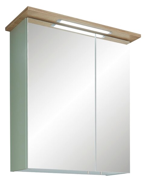 ZRCADLOVÁ SKŘÍŇKA, barvy dubu, pastelově zelená, 60/72/20 cm Xora - Koupelnové série
