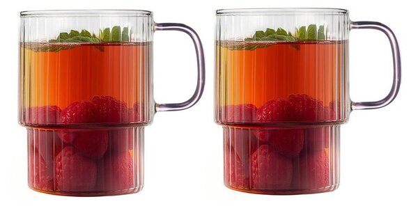 Růžové skleněné hrnky v sadě 2 ks na cappuccino 350 ml Livio – Vialli Design