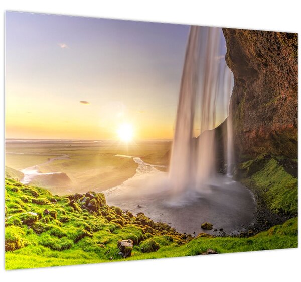 Obraz - Seljalandsfoss zpoza nitra jeskyně (70x50 cm)