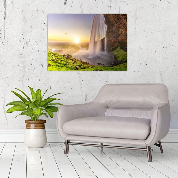 Obraz - Seljalandsfoss zpoza nitra jeskyně (70x50 cm)