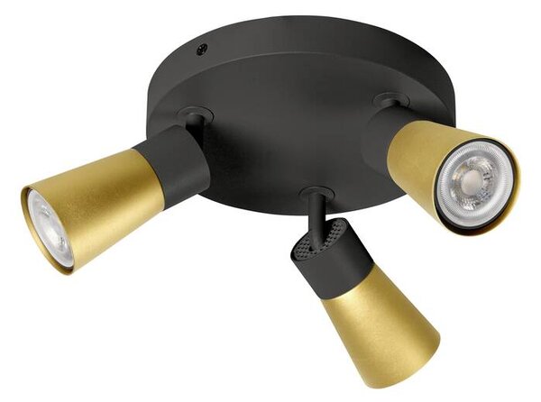 SLV 1008337 Puri 2.0 Cone, černozlaté stropní svítidlo 3xGU10 s kulatou základnou, průměr 18cm