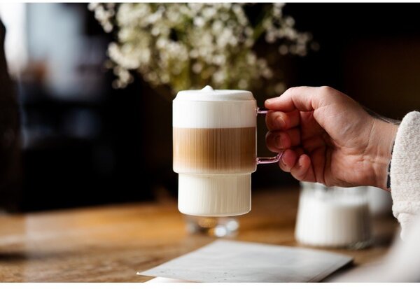 Růžové skleněné hrnky v sadě 2 ks na cappuccino 350 ml Livio – Vialli Design