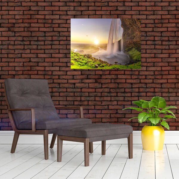Obraz - Seljalandsfoss zpoza nitra jeskyně (70x50 cm)