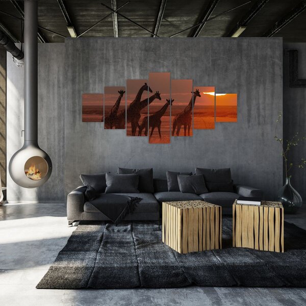 Obraz - Žirafy v africké savaně (210x100 cm)