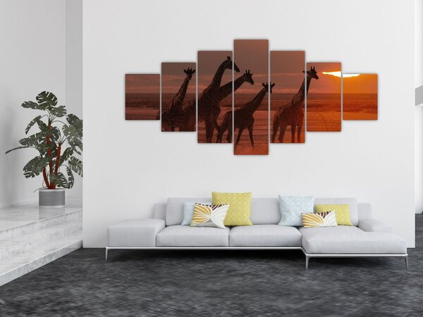 Obraz - Žirafy v africké savaně (210x100 cm)