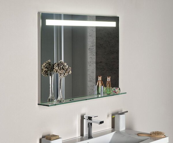 Sapho Sapho, BRETO LED podsvícené zrcadlo, skleněná police, 800x608mm, BT080