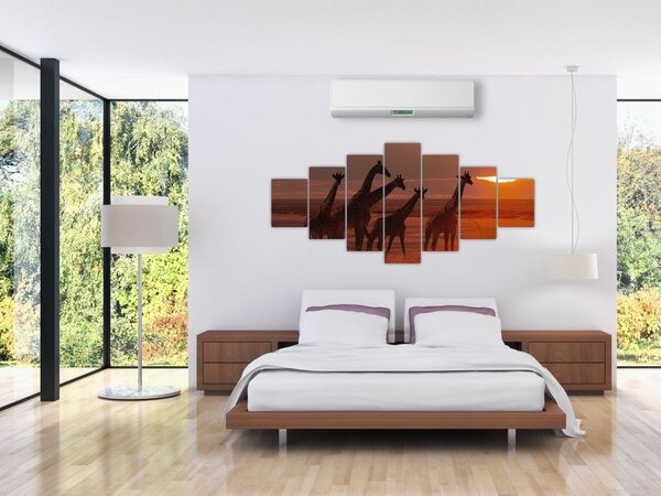 Obraz - Žirafy v africké savaně (210x100 cm)