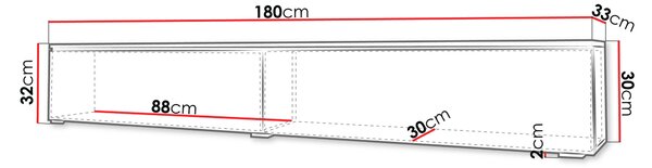 Televizní skříňka s LED osvětlením 180 cm WILLA D - san sebastian