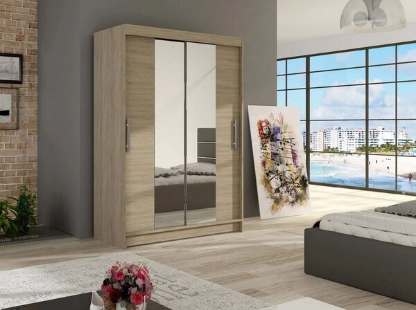 Šatní skříň se zrcadlem 120 cm GASPARA 2 - dub sonoma