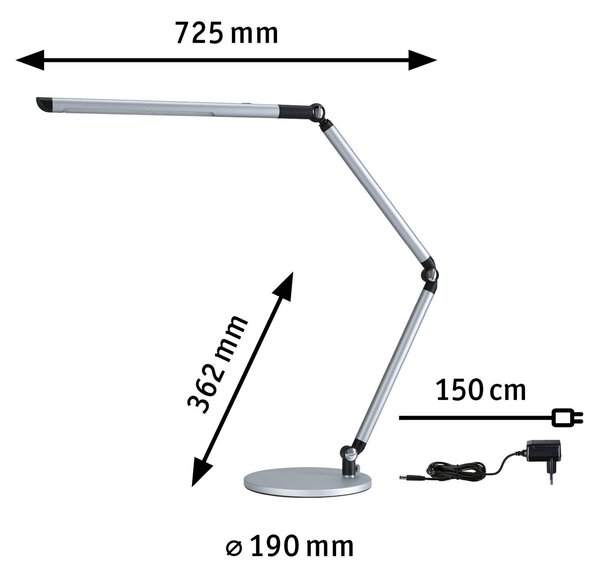 Paulmann 79562 FlexBar stříbrná LED stolní lampa, 10,6W LED, 3000-6500K výška 67cm