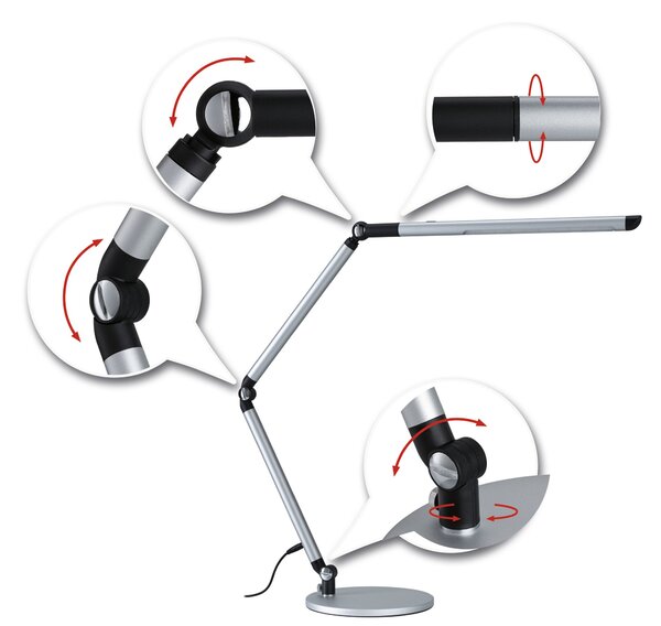 Paulmann 79562 FlexBar stříbrná LED stolní lampa, 10,6W LED, 3000-6500K výška 67cm