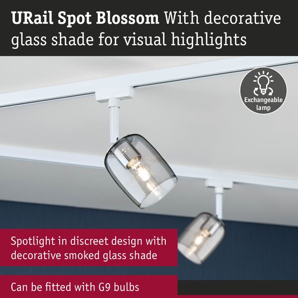 Paulmann 95700 Blossom spot pro Urail system, 1x10W G9, signální bílá + kouřové sklo