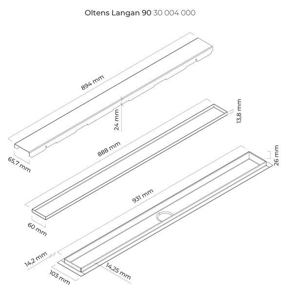 Oltens Langan sprchový odtok 90 cm ocel 30004000