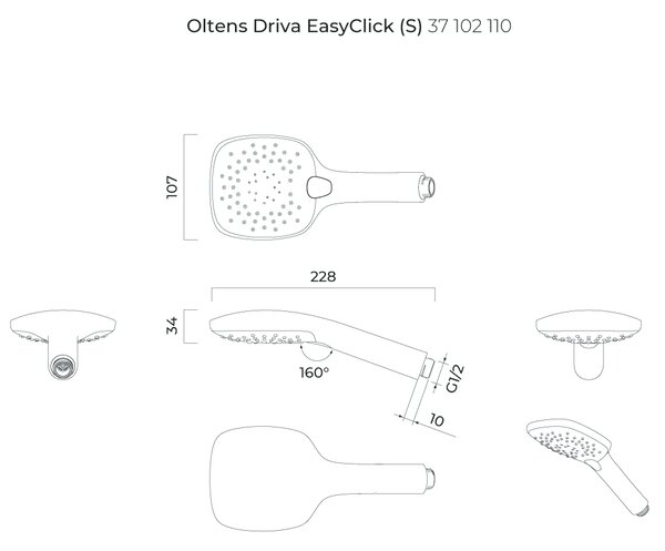 Oltens Driva EasyClick sprchová hlavice chrom/bílá 37102110