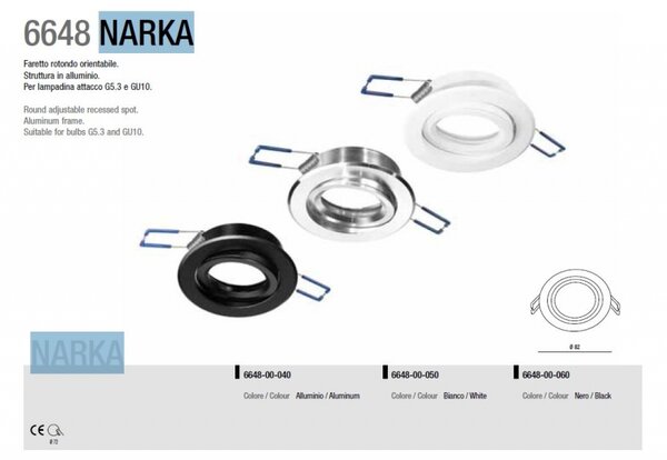 Fabas 6648-00-060 6648 Narka, kulatá bodovka z hliníku v černé úpravě, max 1x50W, prům 8,2cm