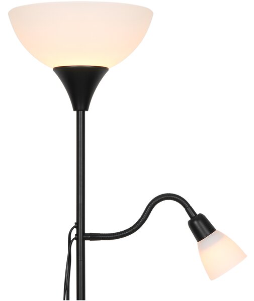 Nordlux 2512554003 Lauria, černá stojací lampa se čtecí lampičkou 1xE27 a 1xE14, výška 178cm
