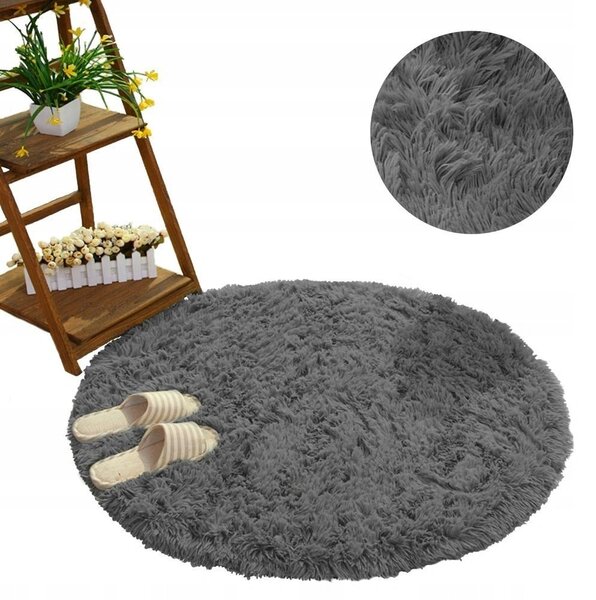 Kulatý Koberec Shaggy Strado 140x140 šedá noc (tmavě šedá), STRADO, DNDRS