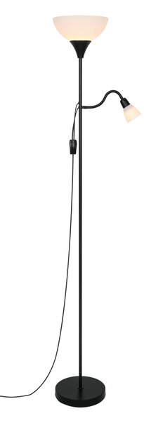 Nordlux 2512554003 Lauria, černá stojací lampa se čtecí lampičkou 1xE27 a 1xE14, výška 178cm