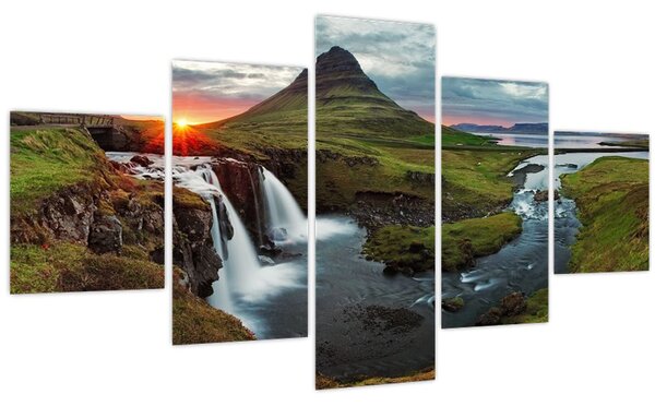 Obraz - Kirkjufell při západu slunce (125x70 cm)
