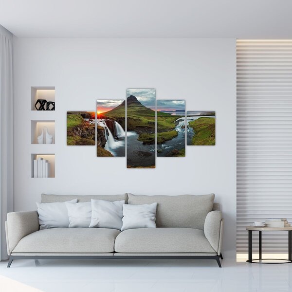 Obraz - Kirkjufell při západu slunce (125x70 cm)