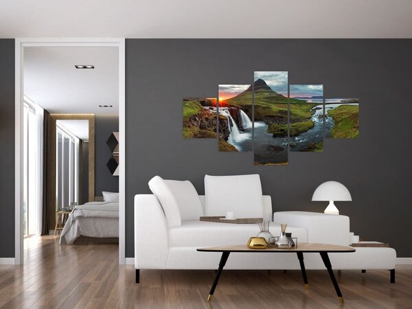 Obraz - Kirkjufell při západu slunce (125x70 cm)