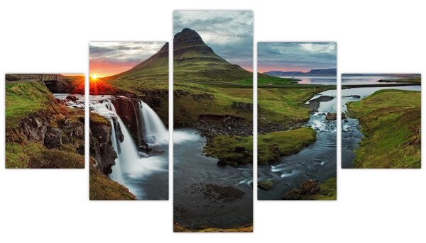 Obraz - Kirkjufell při západu slunce (125x70 cm)