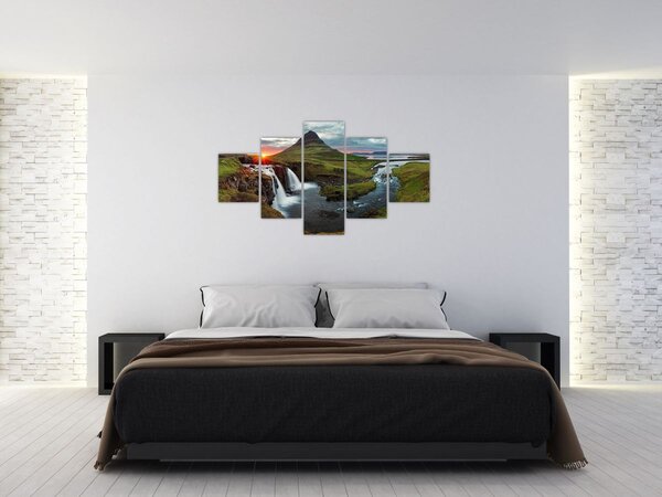 Obraz - Kirkjufell při západu slunce (125x70 cm)