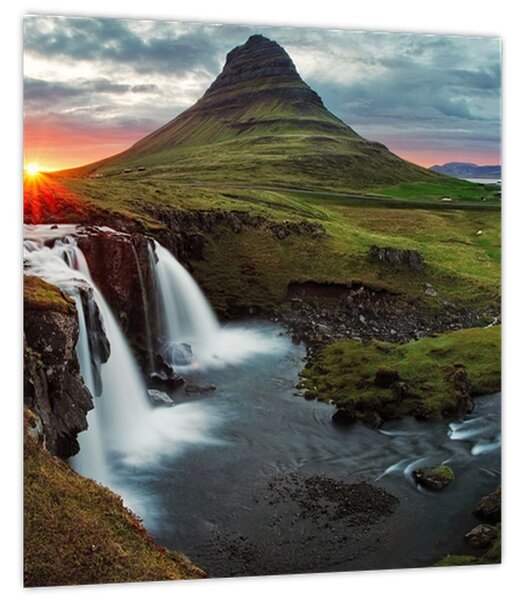 Obraz - Kirkjufell při západu slunce (30x30 cm)