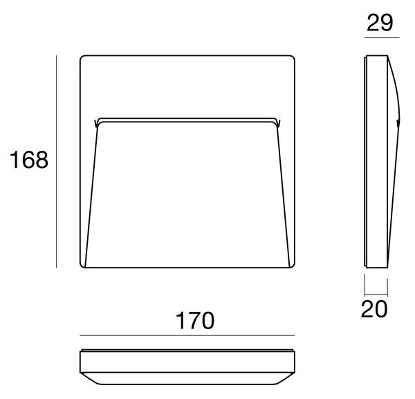Linea Light 81292W07 Envelope_W Wall-Recessed, cortenové nástěnné svítidlo, 7W LED 3000K, 17x16,8cm, IP65