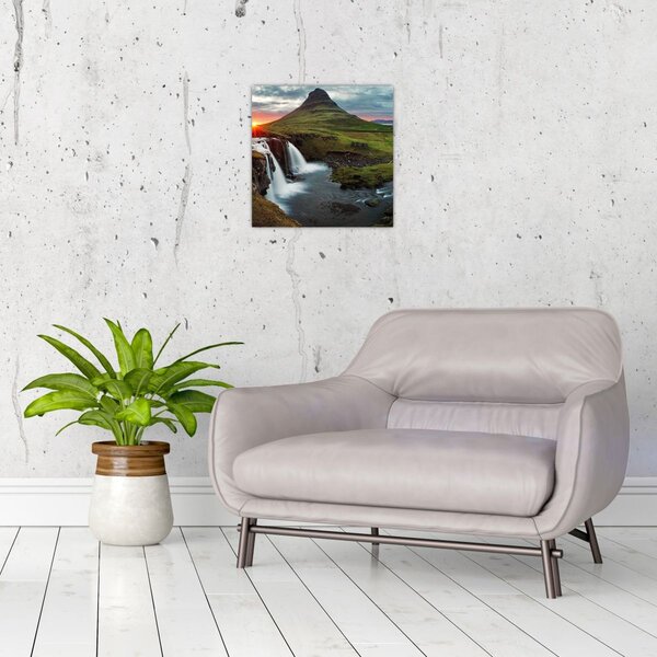 Obraz - Kirkjufell při západu slunce (30x30 cm)