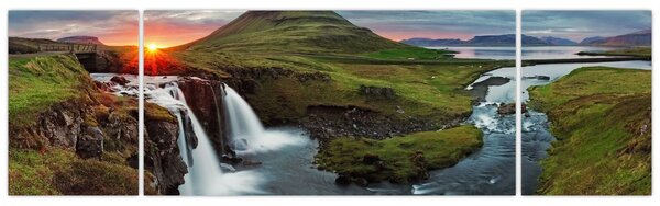 Obraz - Kirkjufell při západu slunce (170x50 cm)