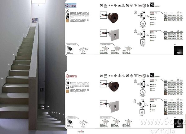 Linea Light 86563W70 Quara65_Q, bílé zápustné LED svítidlo do stěny, 1x2W 3000K, rozměr 7x7cm, IP65