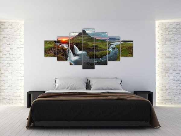 Obraz - Kirkjufell při západu slunce (210x100 cm)