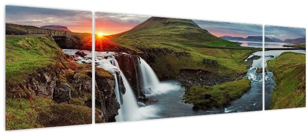 Obraz - Kirkjufell při západu slunce (170x50 cm)