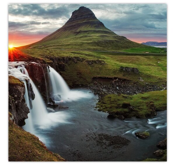 Obraz - Kirkjufell při západu slunce (30x30 cm)
