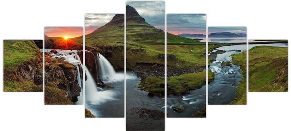 Obraz - Kirkjufell při západu slunce (210x100 cm)