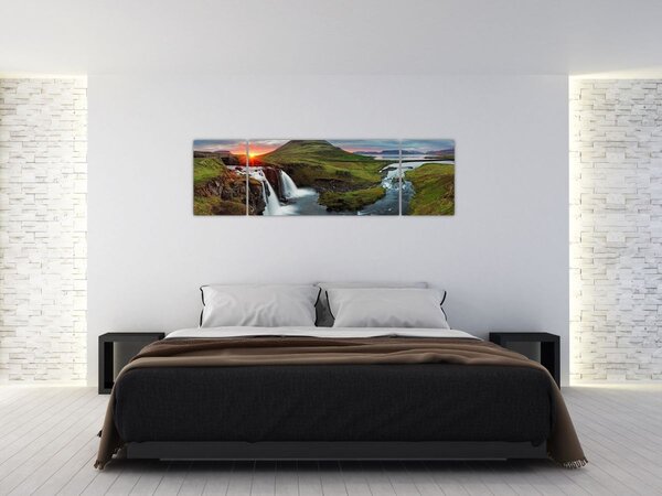 Obraz - Kirkjufell při západu slunce (170x50 cm)