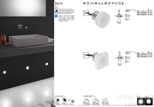 Linea Light 92262W00 Sand, čtvercové dekorativní LED svítidlo, 1x1W LED v teple bílé barvě světla, prům. 4cm, IP65